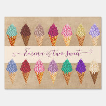 Festa de Sorvete Bonita Menina 2 Anos Aniversário