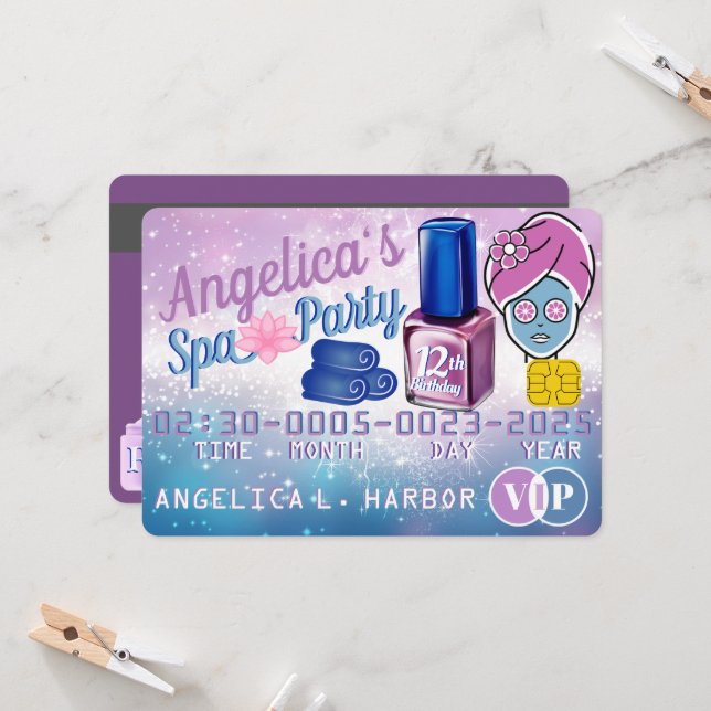 Festa de Spa com Cartão de Crédito VIP Rosa e Azul (Frente/Verso In Situ)