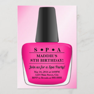 Festa de Spa Rosa de Convite de Aniversário Polon