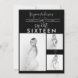 Festa de Sweet 16 com Foto Preto e Branco de Coraç