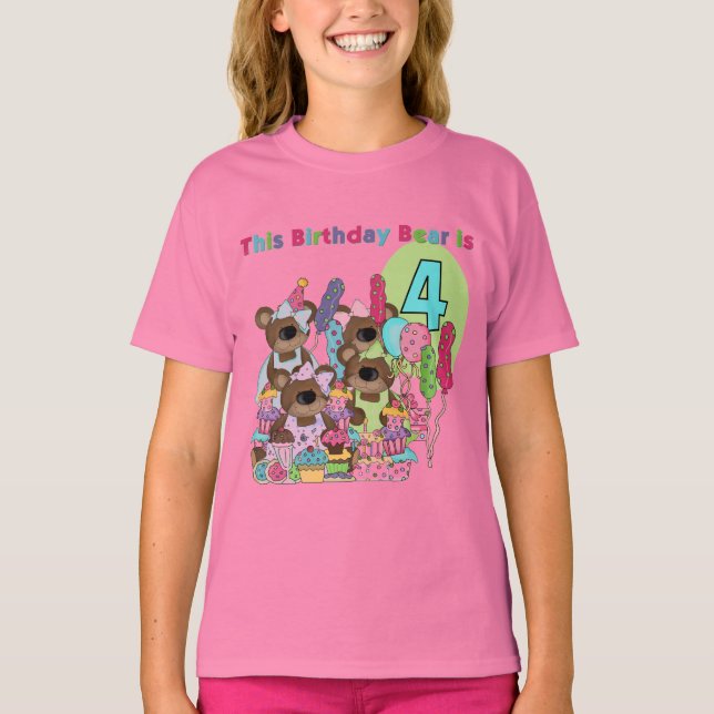 Festa de Urso de Teddy 4º Aniversário Camisetas e  (Frente)