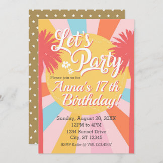 Festa de vamos Palmas de Sol Convite de Aniversári