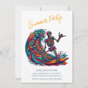 Festa de Verão - Convite Colorido para Surfer de E