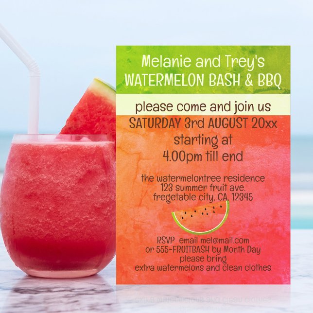 Festa de Verão, Watermelon Bash Convite (Just add your details an bash a watermelon!)