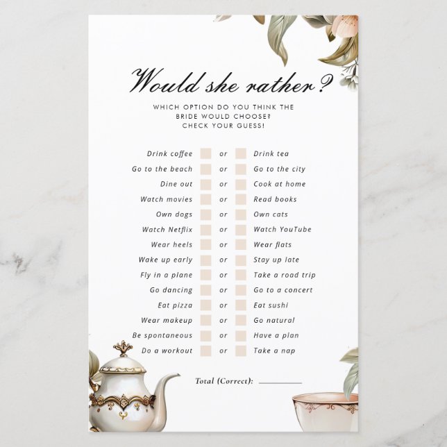 Festa Elegante De Chá Ela Preferencialmente Jogo D (Frente)