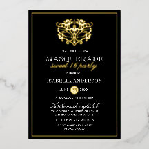 Festa Elegante Dourada e Mascarada Negra Doce 16