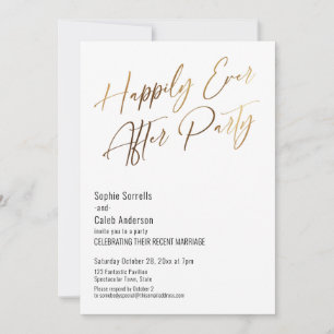 Festa Felizes para Sempre Convite Elegante Dourado