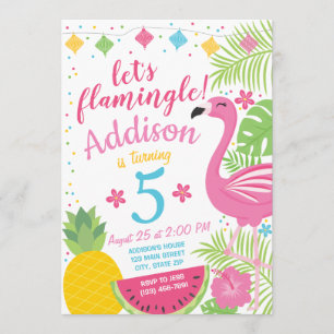 Festa Flamingle Convite de Aniversário Piscina Fla