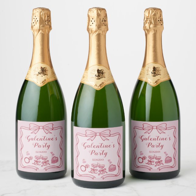 Festa Galentine's com Laço Rosa Vermelho (Garrafas)