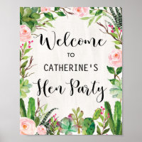 Festa Hen Party Hens Night Welcome Poster Cactus