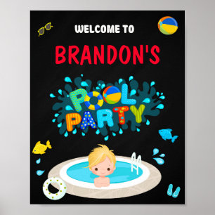 Festa na piscina bem-vinda do poster da piscina do