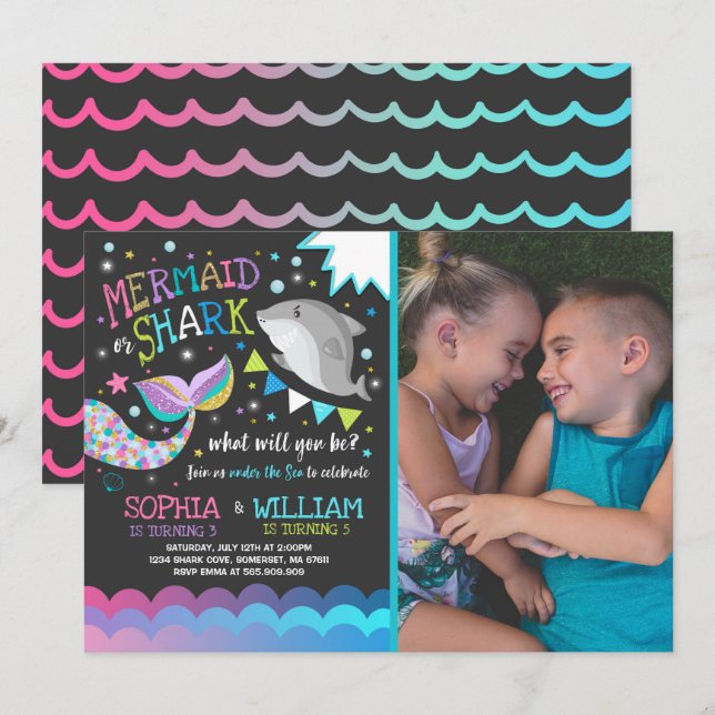 Festa na piscina do convite do aniversário da (Frente/Verso)