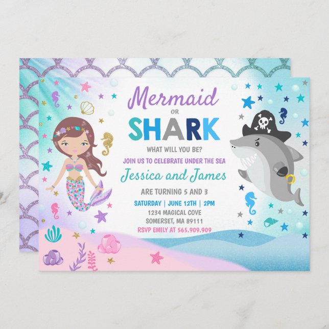 Festa na piscina do convite do aniversário da (Frente/Verso)