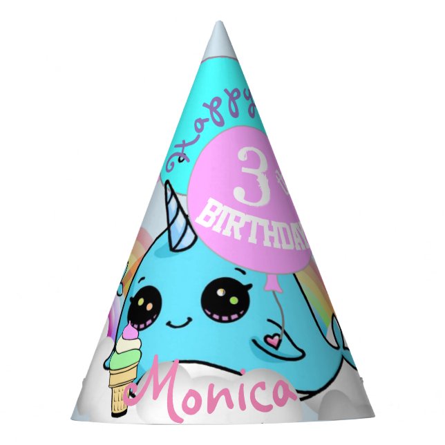 Festa Narwhall e chapéu Persoalized do favor de partido (Frente)