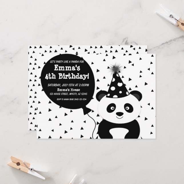 Festa Negra e Branca Como um Convite de Aniversári (Frente/Verso In Situ)