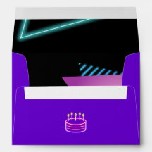 Festa Neon dos Anos 80 Envelope Editável Tema de f