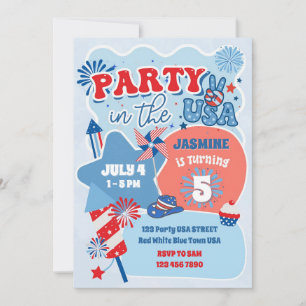 Festa nos EUA 4 de julho Convite de Aniversário