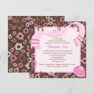 Festa ou Convite para Bat Mitzvah Rosa e Castanho