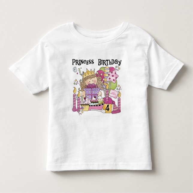 Festa Princesa 4º Aniversário Camisetas e presente (Frente)
