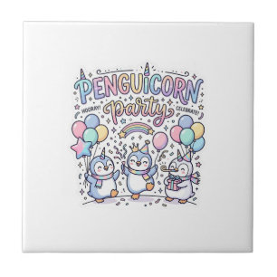 Festa Unicórnio Penguicórnio Premium Vetor Desenho