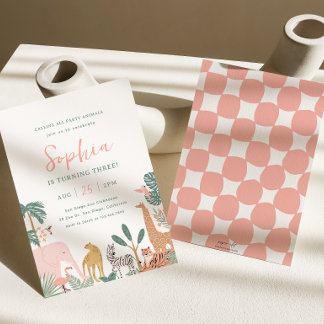 Festas Animais Zoo Convite de Aniversário Safari