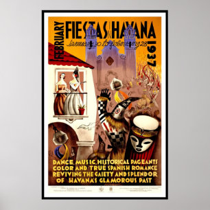 Festas Havana 1937 do impressão do poster vintage