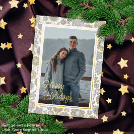 Festiva Floral Mandala Flakes Neve Padrão Dourado