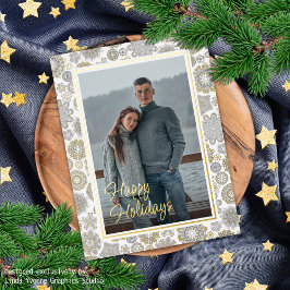 Festiva Floral Mandala Flakes Neve Padrão Dourado