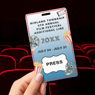 FESTIVAL DE FILMES Crachá Personalizado Elegante e