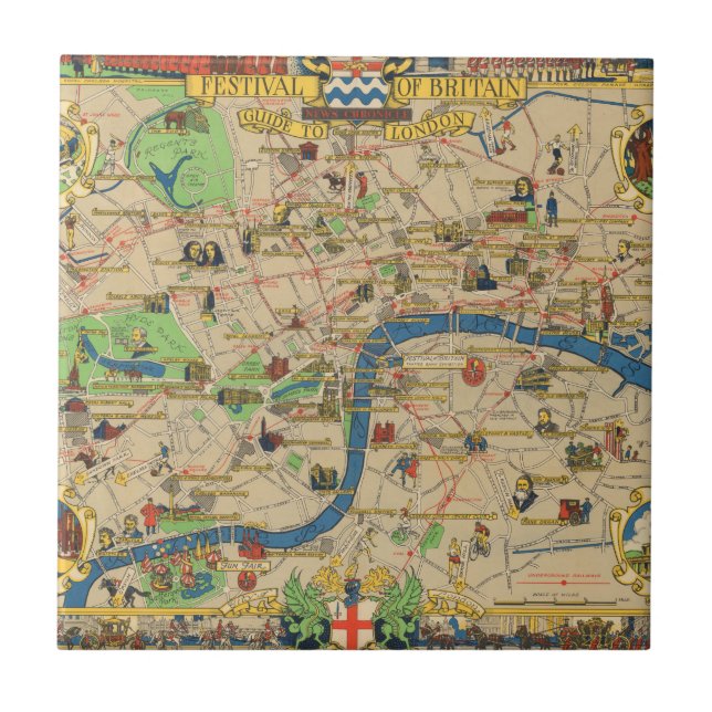 Festival de Grâ Bretanha: Guia ao mapa de Londres (Frente)