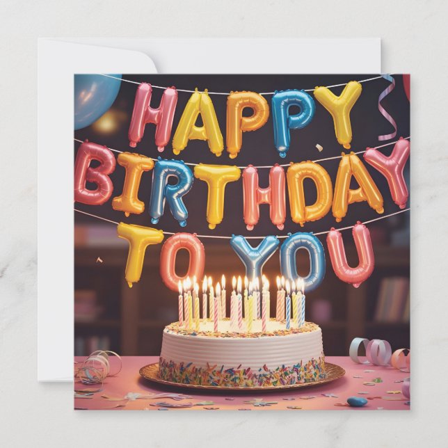 Festive "Happy Birthday" Celebration with Cake (Frente)