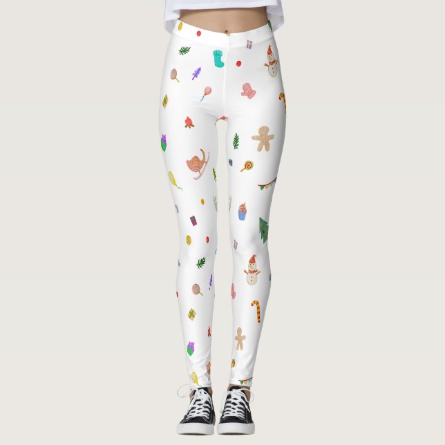 Festive Holiday Christmas Leggings Pants for Women (Frente)