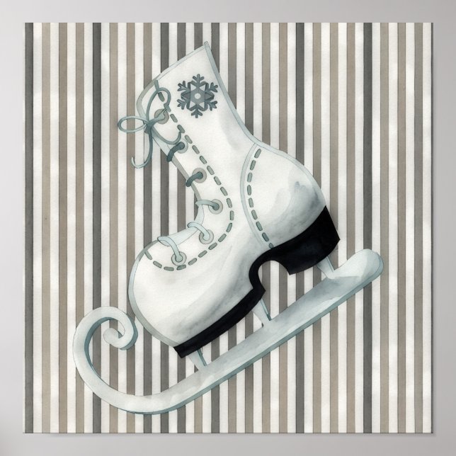 Festive Holiday Ice Skate Art Poster (Frente)