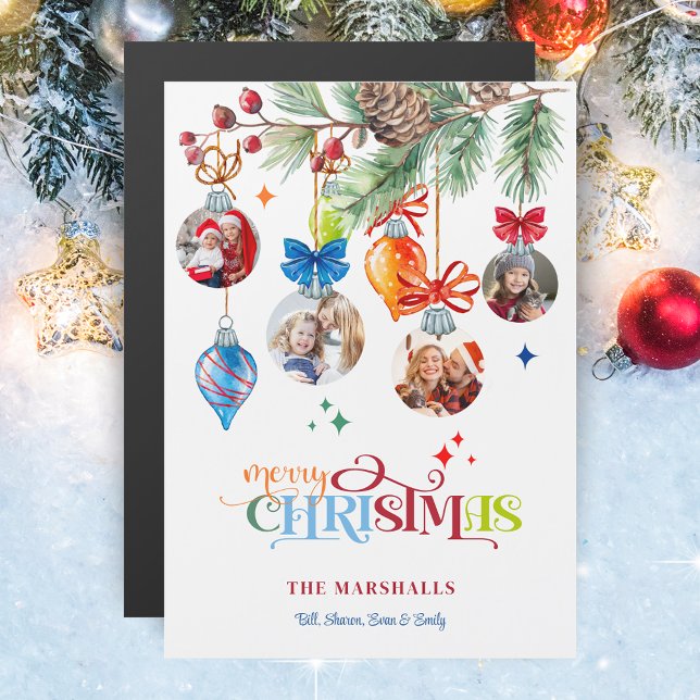 Festive Merry Christmas Pine & Baubles 4 Photo (Criador carregado)