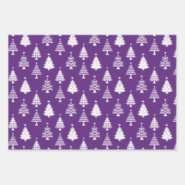 Festive Purple and White Christmas Tree Pattern