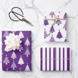 Festive Purple and White Christmas Tree Pattern