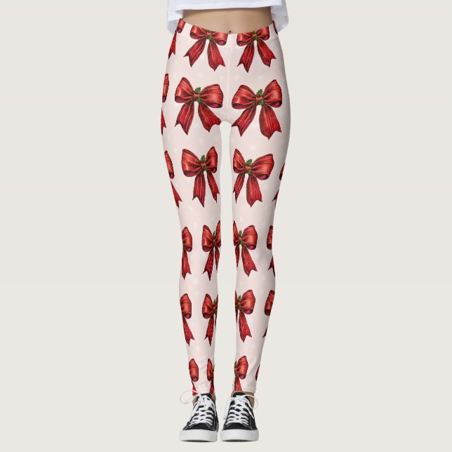 Festive Red Bow Leggings (Frente)
