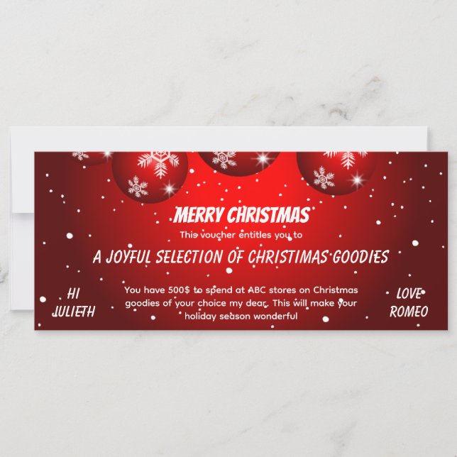 Festive Red Christmas Gift Voucher (Frente)