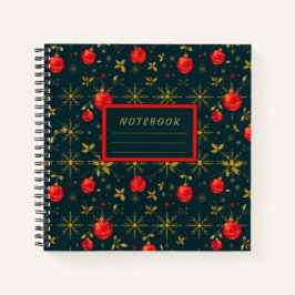 Festive Square Holiday Journal - Red Ornaments