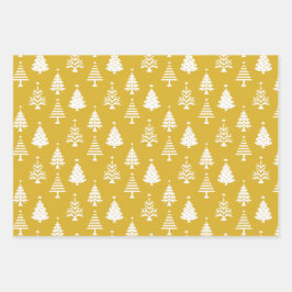 Festive Yellow and White Christmas Tree Pattern