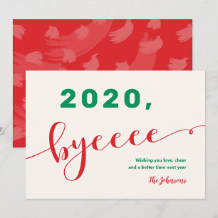 Festividades "2020, tchau" Vermelho & Verde Cartão de Natal Eng