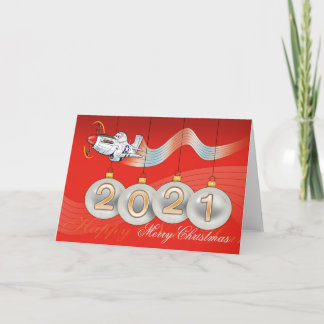 Festividades 2021, P-51 mustang, cartão de Natal, texto editáve