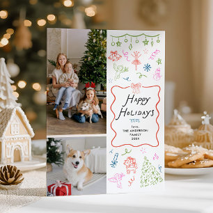 Festividades 2 Foto: Cartão De Férias Felizes Desenhado À Mão