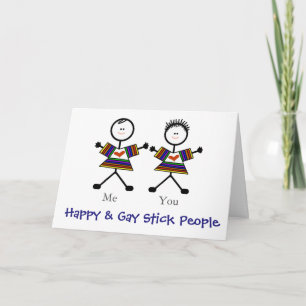 Festividades 2 Gay Stickmen Cartão de Saudação Romântico Pe