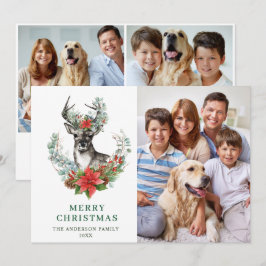 Festividades 3 FOTO Elegante cartão de Natal Veado Poinsettia S