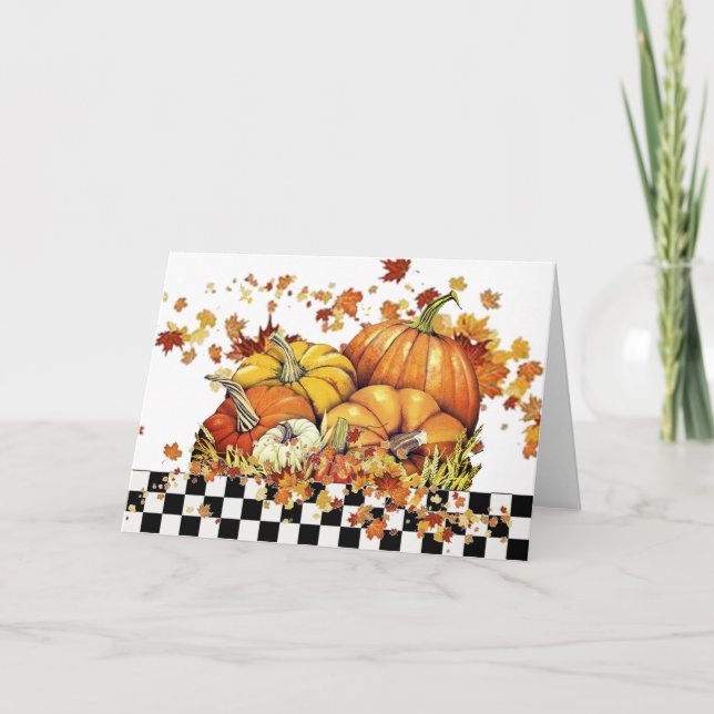 Festividades Abóboras e folhas do cartão de férias (Frente)