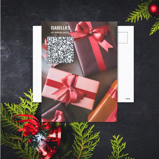 Festividades Adicionar cartão postal de código QR de foto (Add Photo QR Code Business Postcard (front and back))