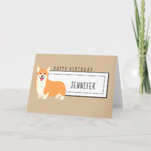 Festividades Adicionar Nome  Cartão de Aniversário de Corgi