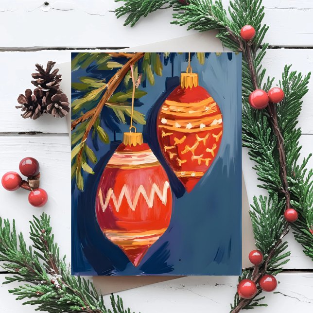 Festividades Adornos de Natal Cartão de Férias Aquarela (Criador carregado)