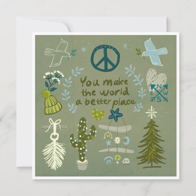 Festividades Afirmação de férias Paz Amor Praia cartão de prese (Frente)